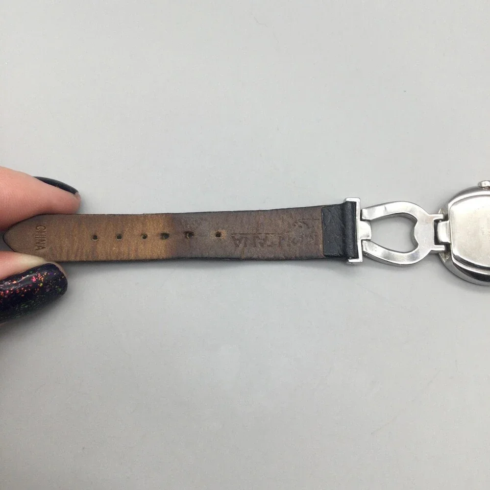 Montana MT181 Womens Watch 25mm Silver Tone Horseshoe Leather Band New Battery